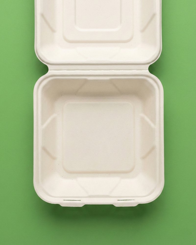 7x7 Inch Large Bagasse Burger Box - Eco-Friendly Burger Packaging