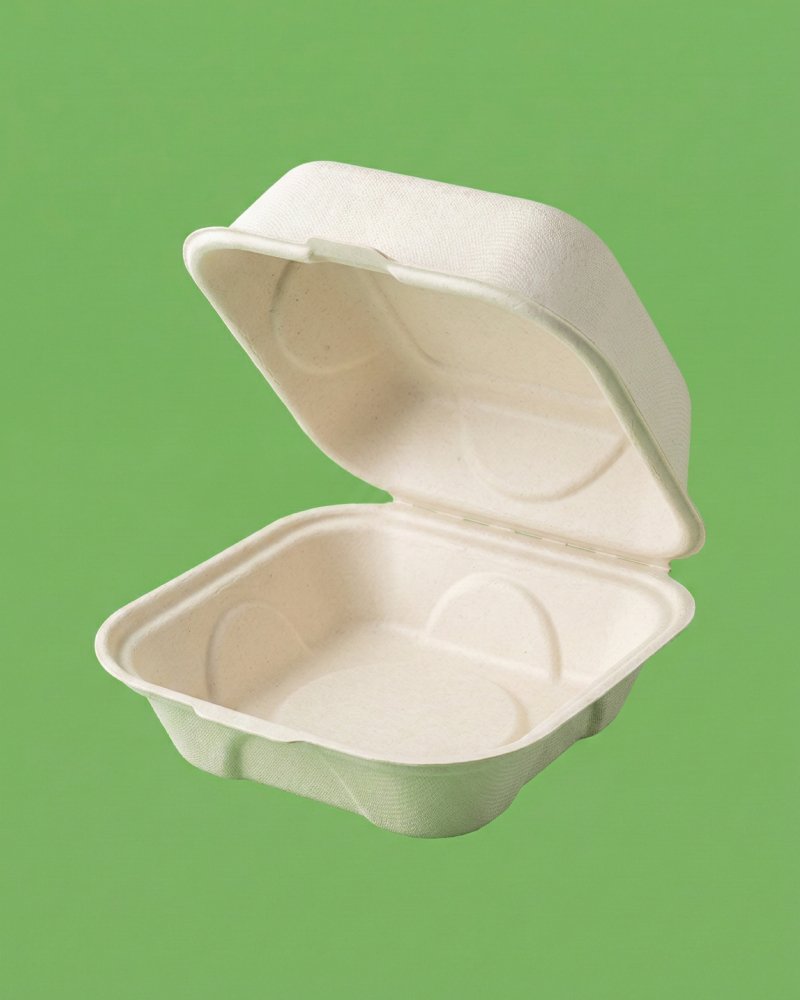 Bagasse Burger Box Clamshell - Eco-Friendly Burger Container