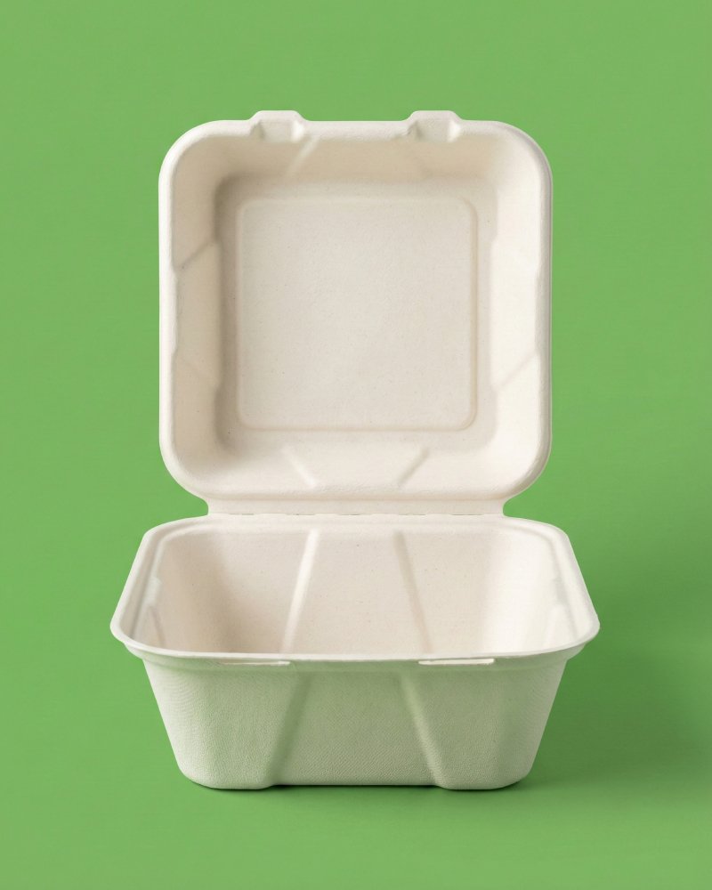 Deep Bagasse Clamshell Container - Eco-Friendly Deep Takeout Box