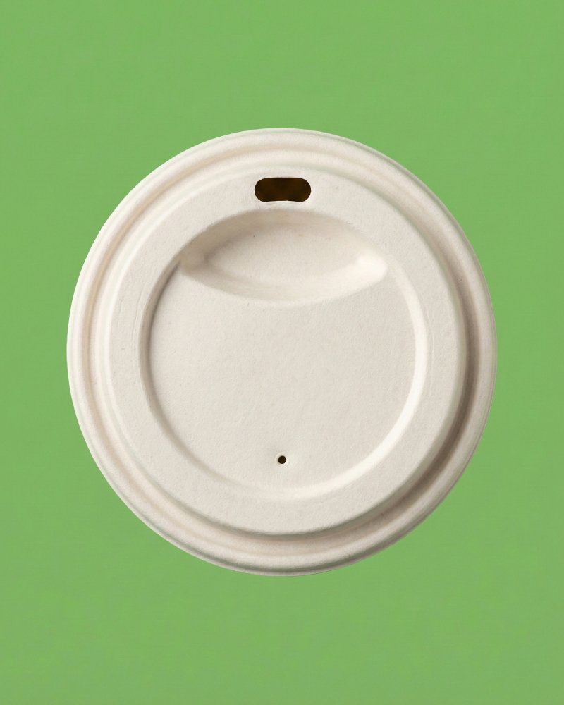Bagasse Sipper Lid Top View - Eco-Friendly Compostable Cup Lid