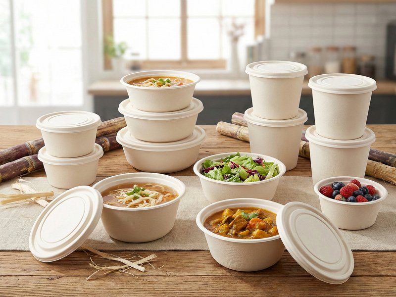 Bagasse round containers